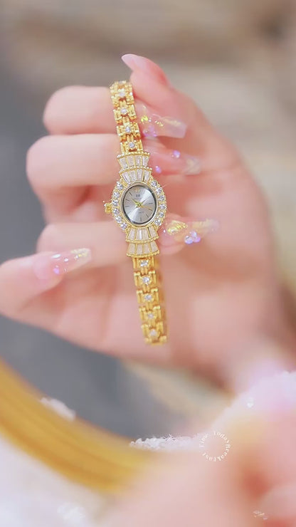 BS Women's Watch Retro Small Gold Watch Niche Light Luxury New Vintage Style Quartz Watches Elegant Clock Jewelry Reloj FA1715
