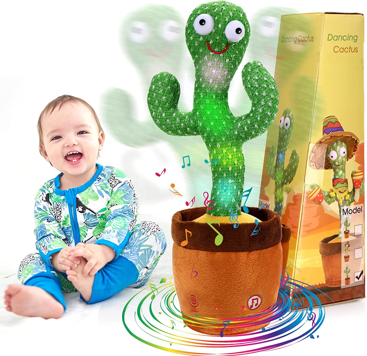 Dancing Cactus Baby Toys for Girls Boys, Talking Cactus Baby Toy 0-6