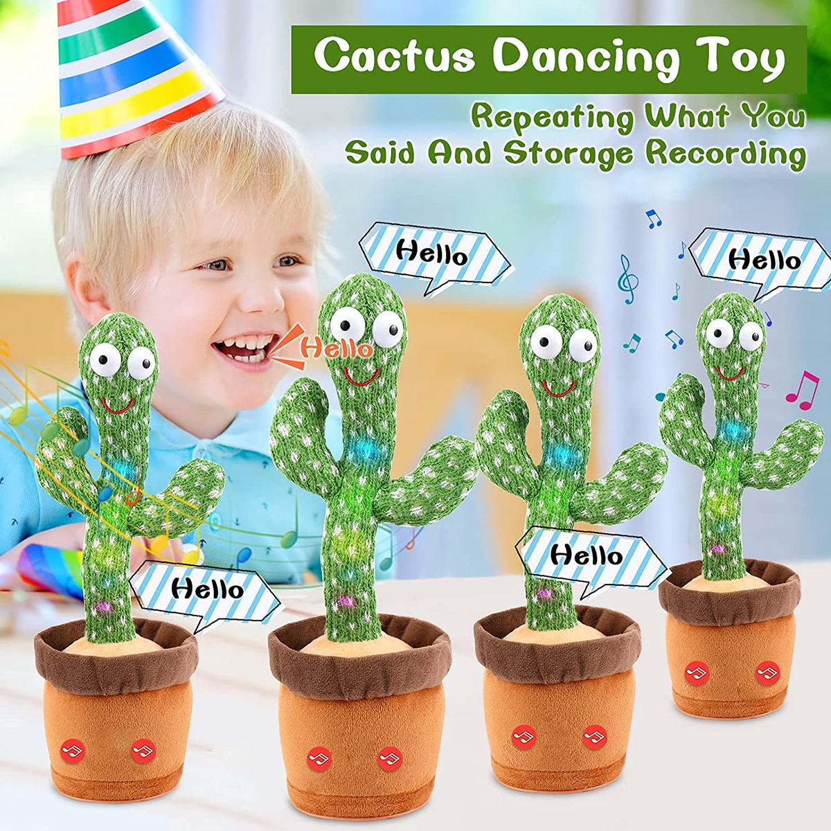 Dancing Cactus Baby Toys for Girls Boys, Talking Cactus Baby Toy 0-6